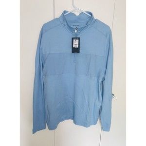 Van Heusen Soft Touch Pullover Powder Blue Size Medium Quarter Zip Long Sleeve